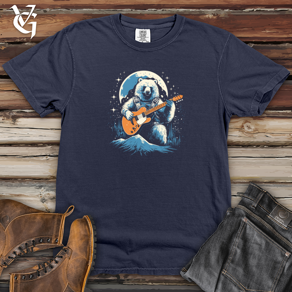 Retro Cosmic Guitar Bear Heavy Cotton Comfort Colors Tee