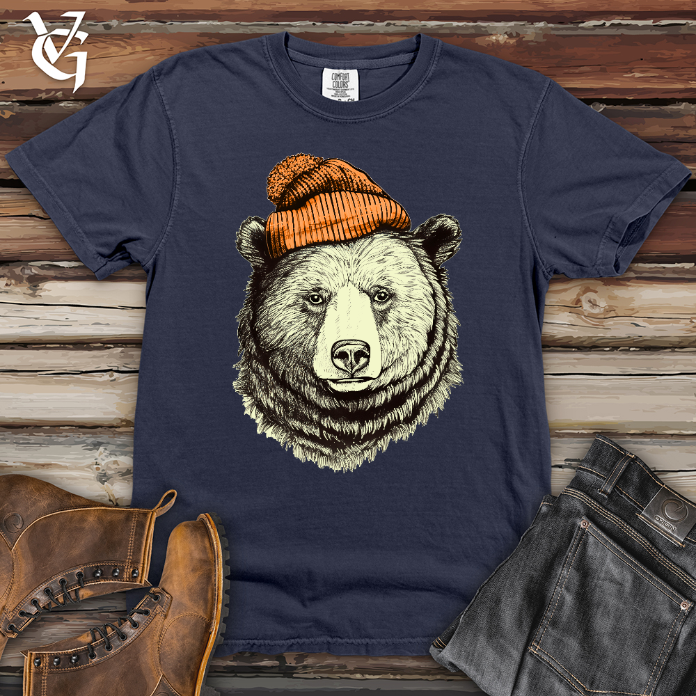 Bear Wearing Hunters Beanie Heavy Cotton Comfort Colors Tee