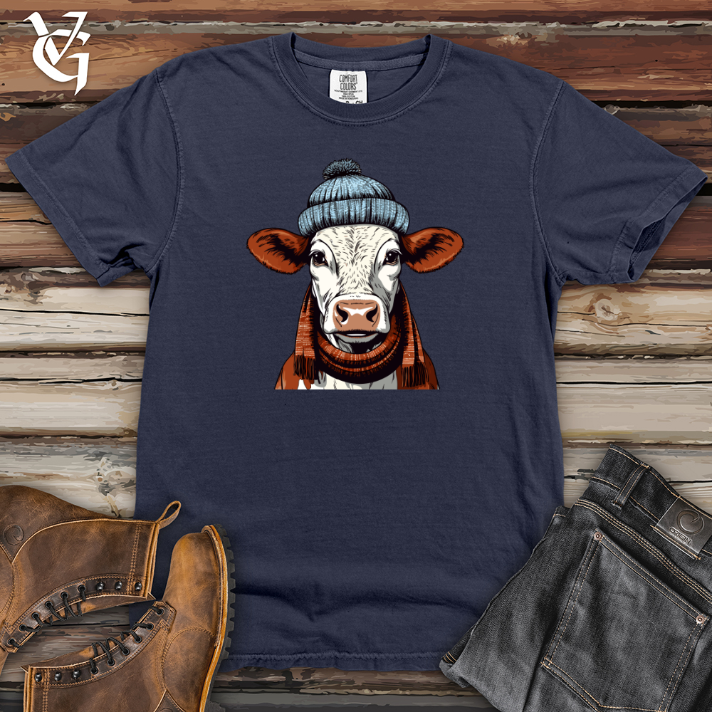 Cable Knit Cap Cow Heavy Cotton Comfort Colors Tee
