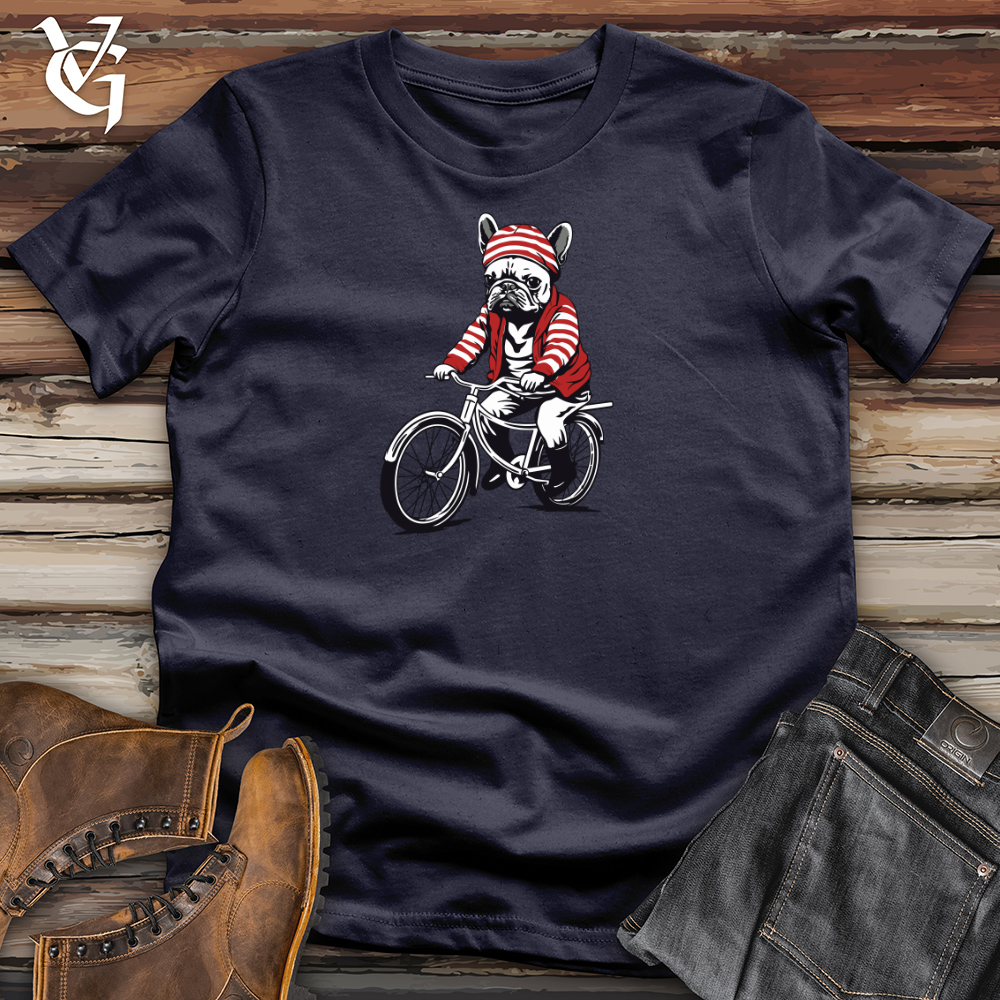 Retro Bike Riding Frenchie Cotton Tee