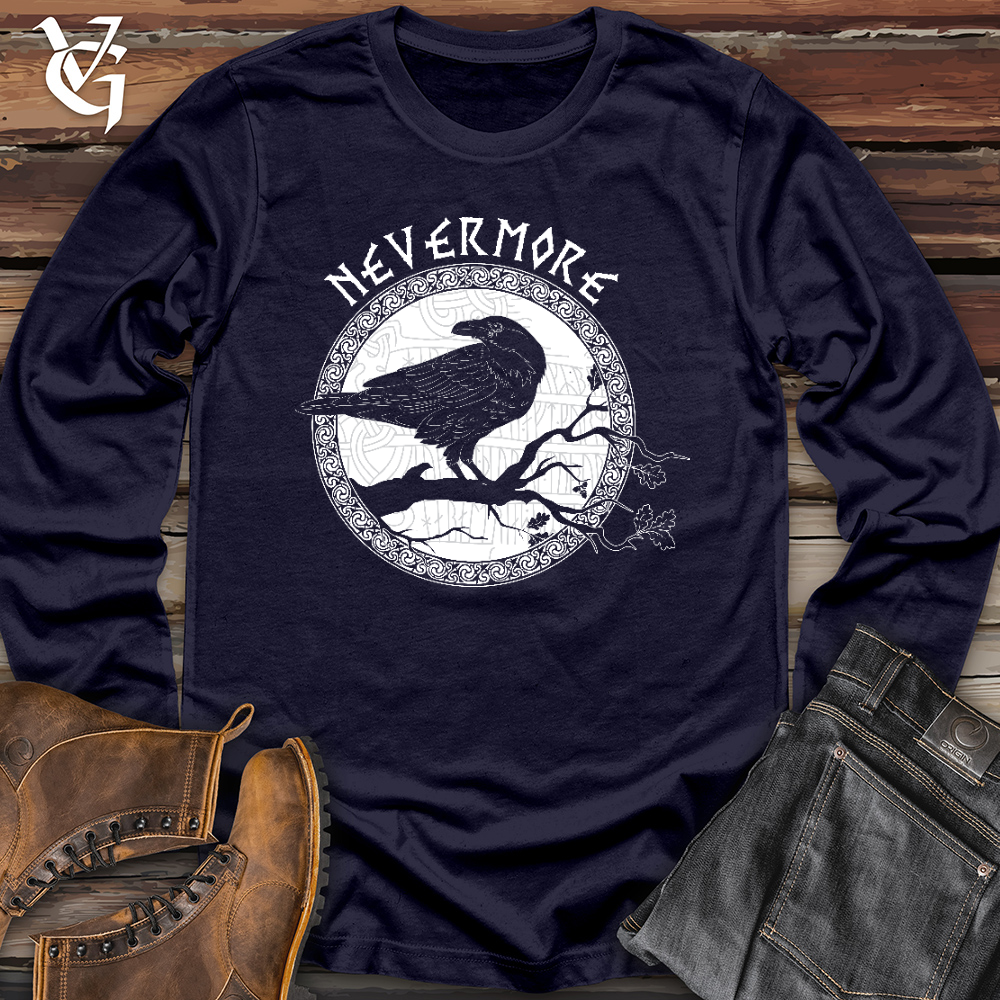 Nevermore White Winter Raven Long Sleeve