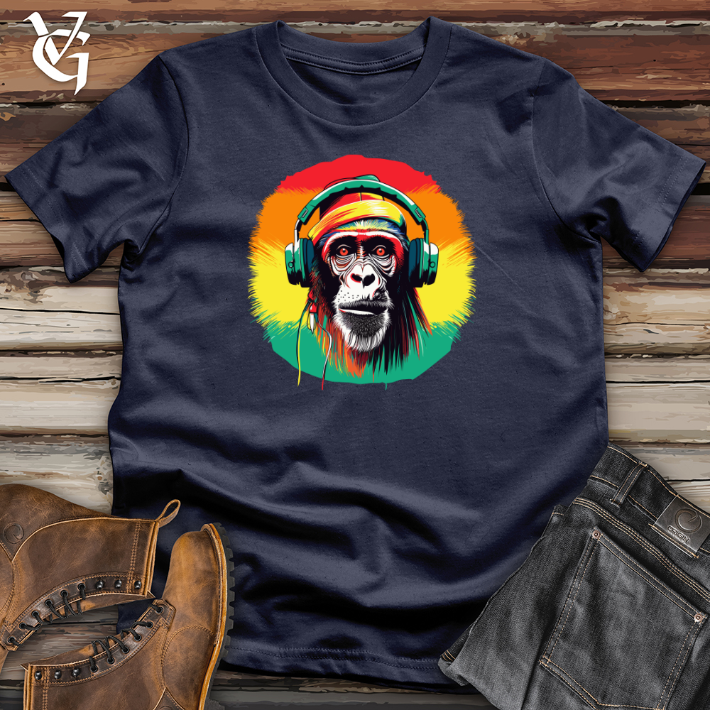 Viking Goods Chimpanzee Music Headphones Softstyle Tee Black / L