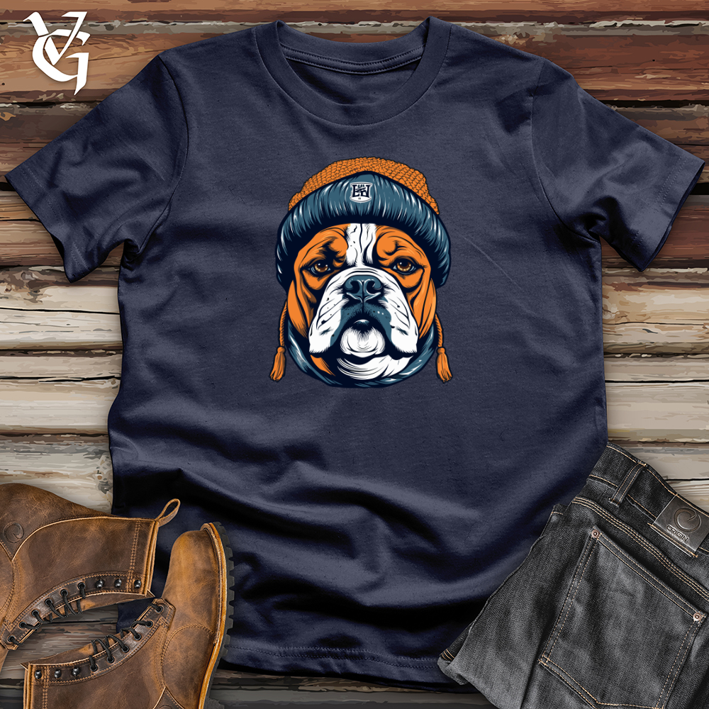 Vintage Beanie Wearing Bulldog Softstyle Tee