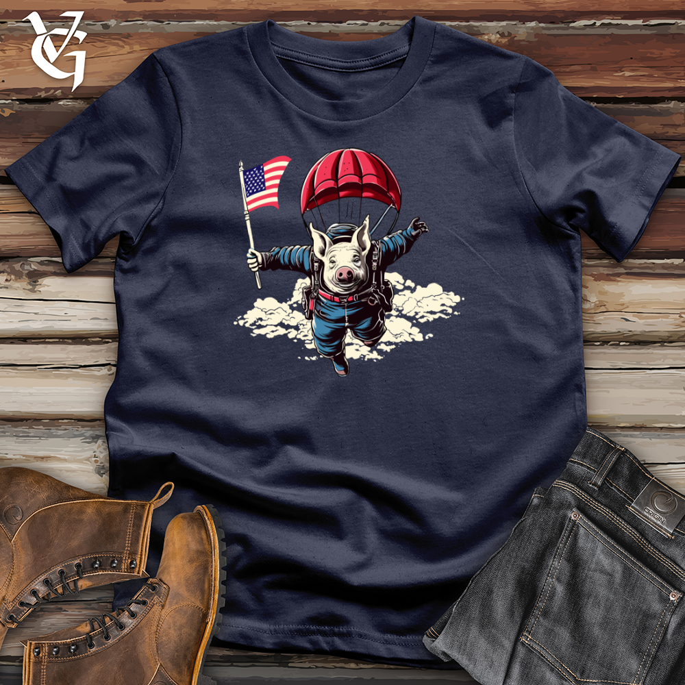 Skydiving Pig Parachute Adventure Softstyle Tee