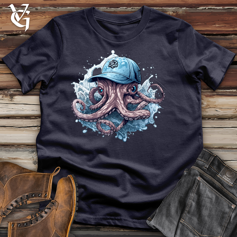 Octopus Wearing a Baseball Cap Cotton Tee