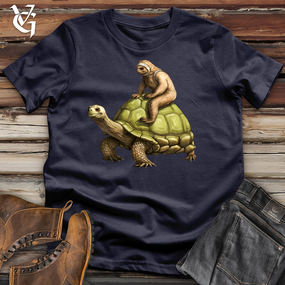Sloth Riding The Turtle Cotton Tee