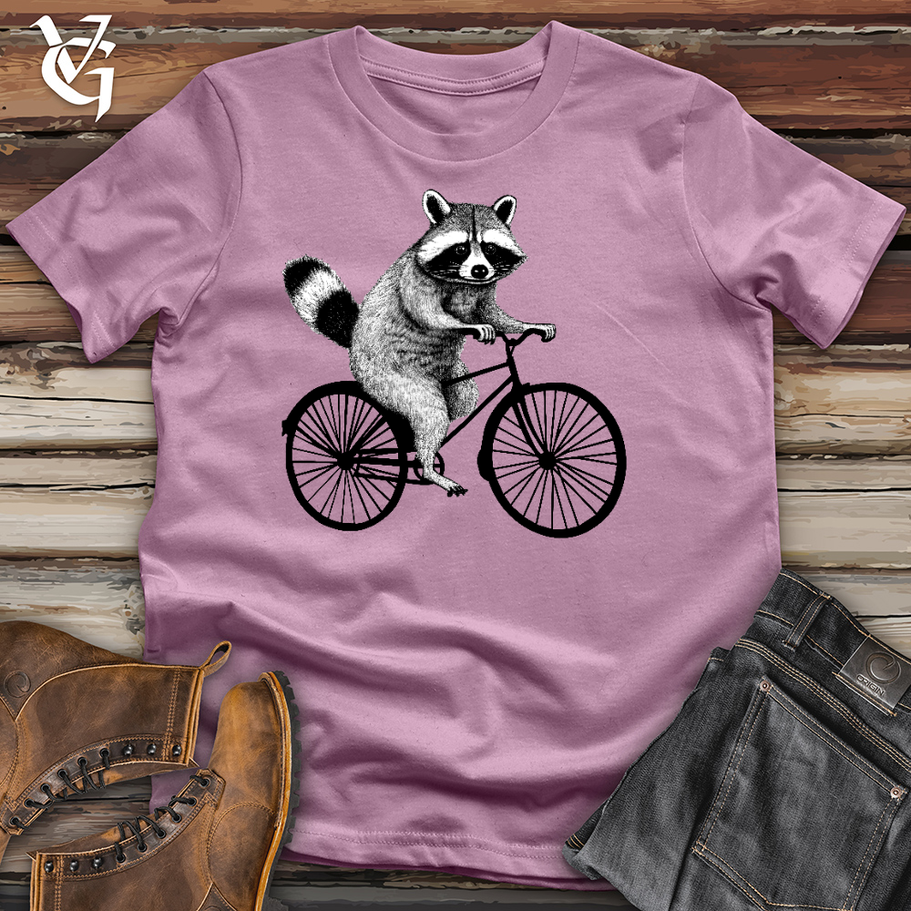Raccoon On A Bike Cotton Tee