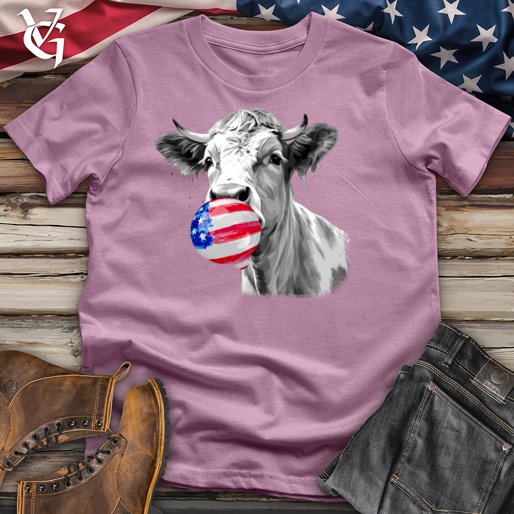 Cow And A Usa Flag Gum Cotton Tee