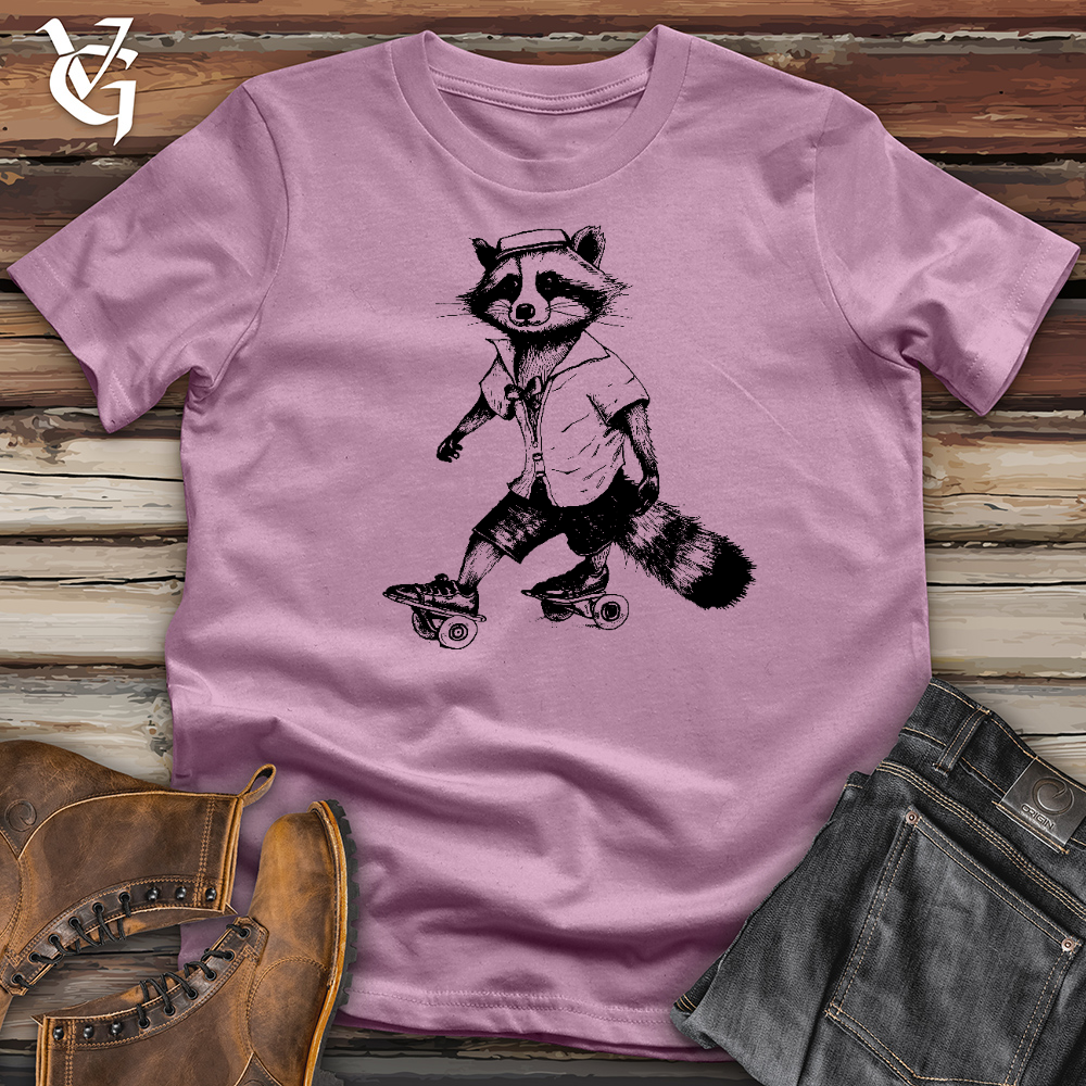 Raccoon On Roller Skates Cotton Tee