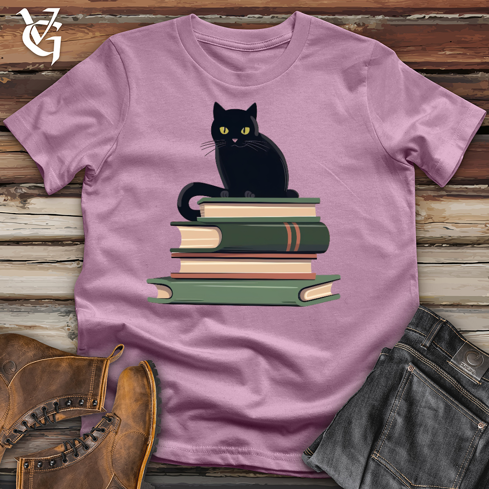 Cat Book Lover Cotton Tee
