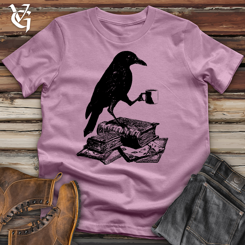 Reading Raven Holding Coffee Tee