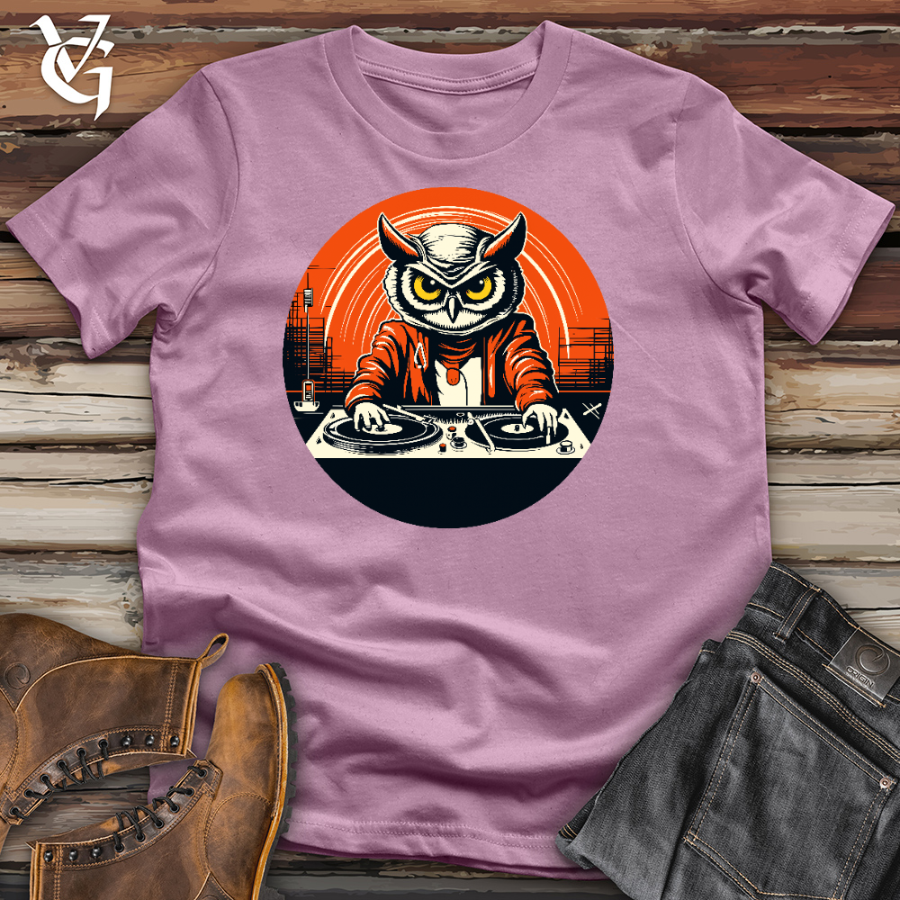 Dj Owl Making Techno Music Cotton Tee