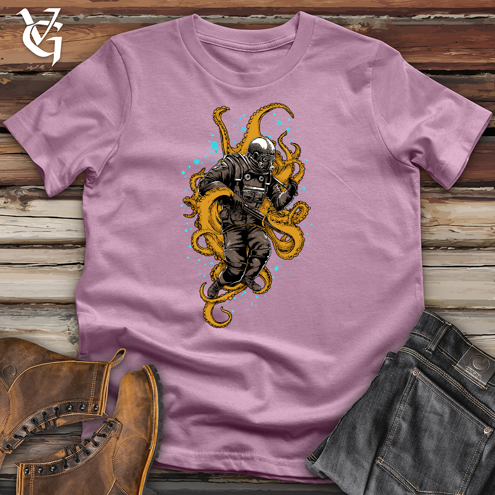Octopus Wrestling Scuba Diver Cotton Tee