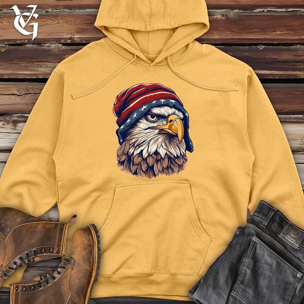 Retro Beanie Wearing Eagle Midweight Hooded Sweatshirt