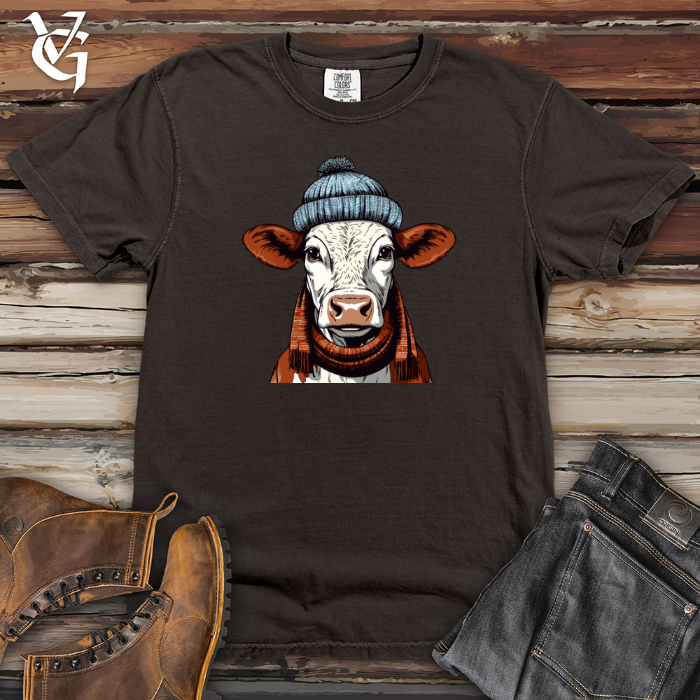 Cable Knit Cap Cow Heavy Cotton Comfort Colors Tee
