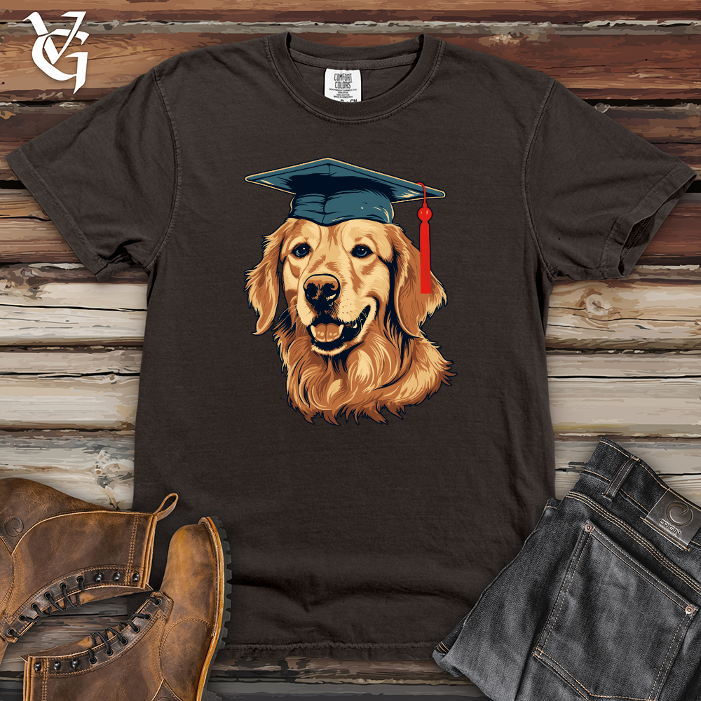 Graduation Celebration Golden Retriever Heavy Cotton Comfort Colors Tee