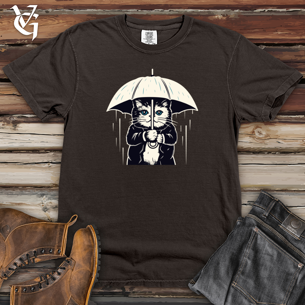 Cat Whiskered Weather Umbrella Purr Tection Heavy Cotton Comfort Colors Tee