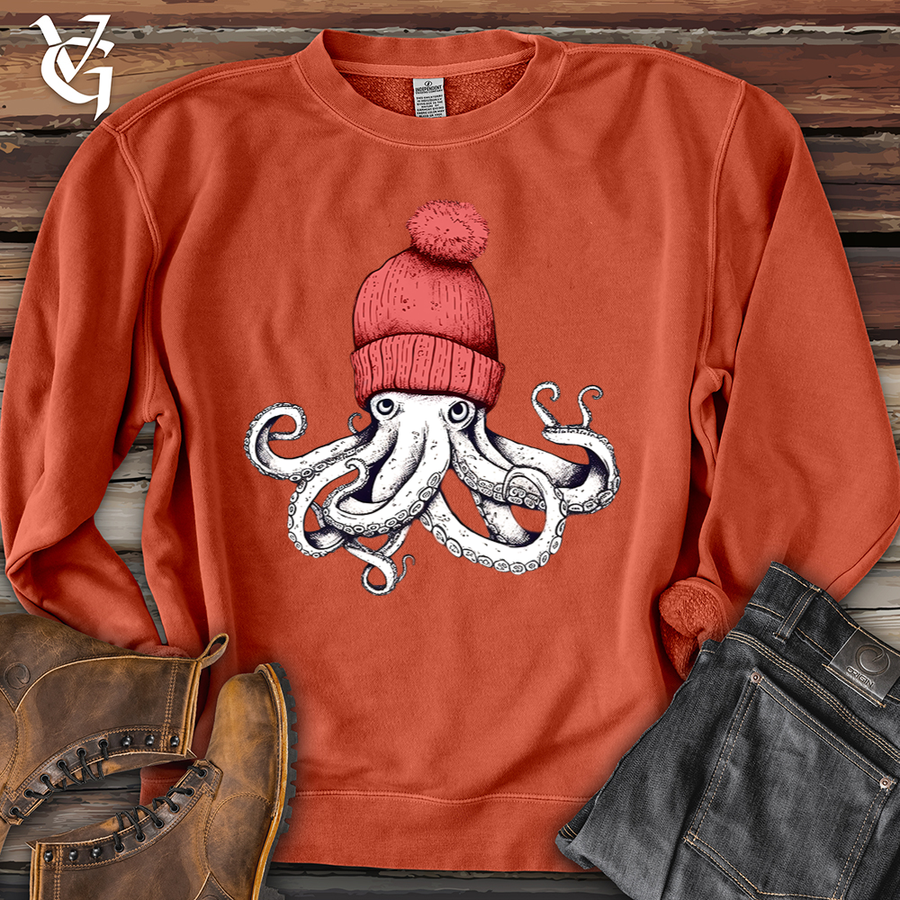 Octopus Chillin Banjo Bison Pigment-Dyed Crewneck