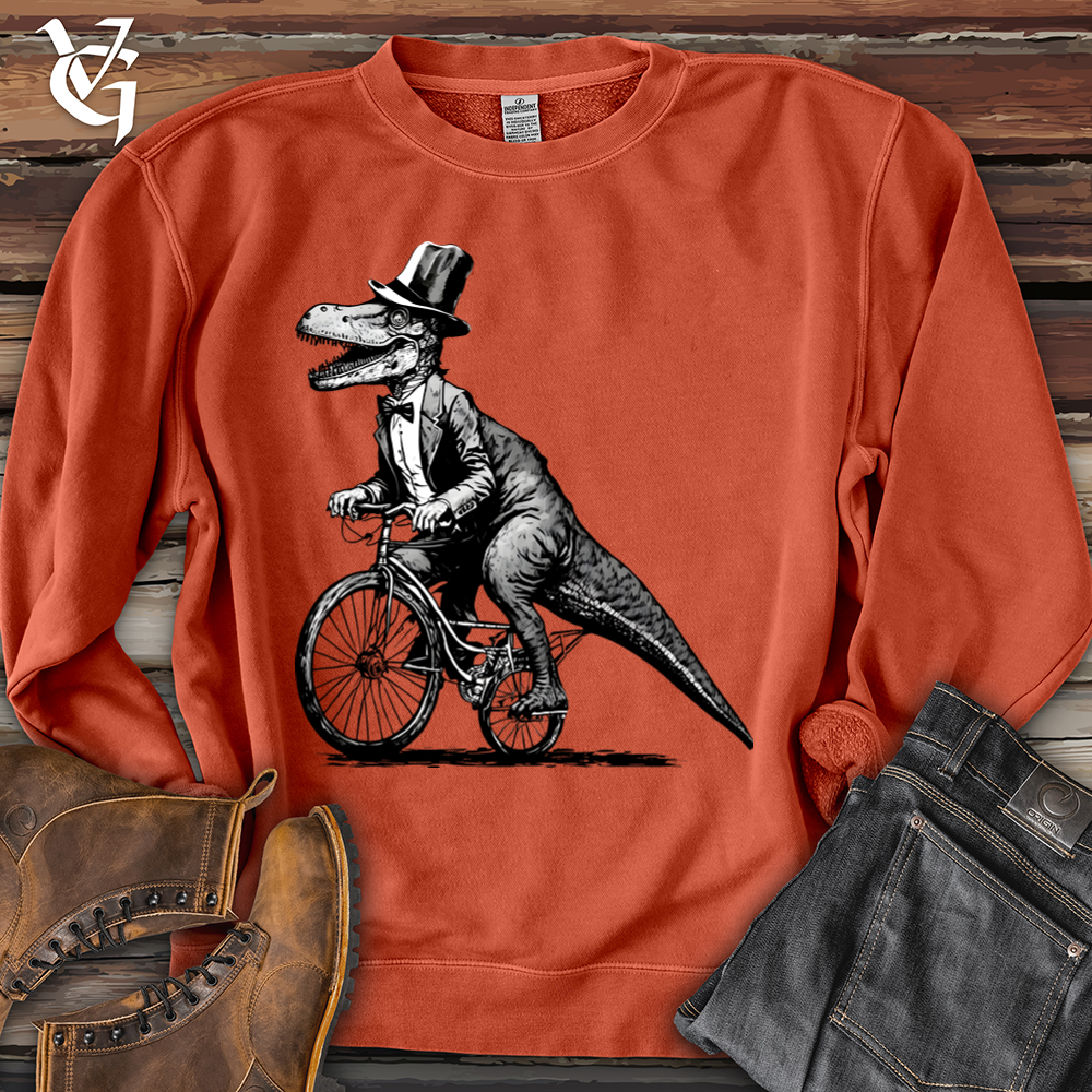 Dinosaur Riding a Bike Banjo Bison Pigment-Dyed Crewneck