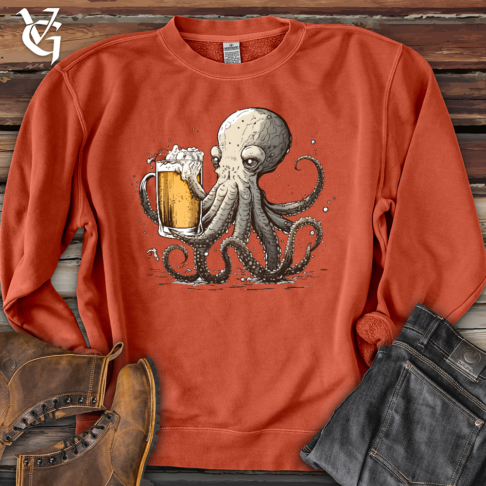 Octopus Happy Hour Banjo Bison Pigment-Dyed Crewneck