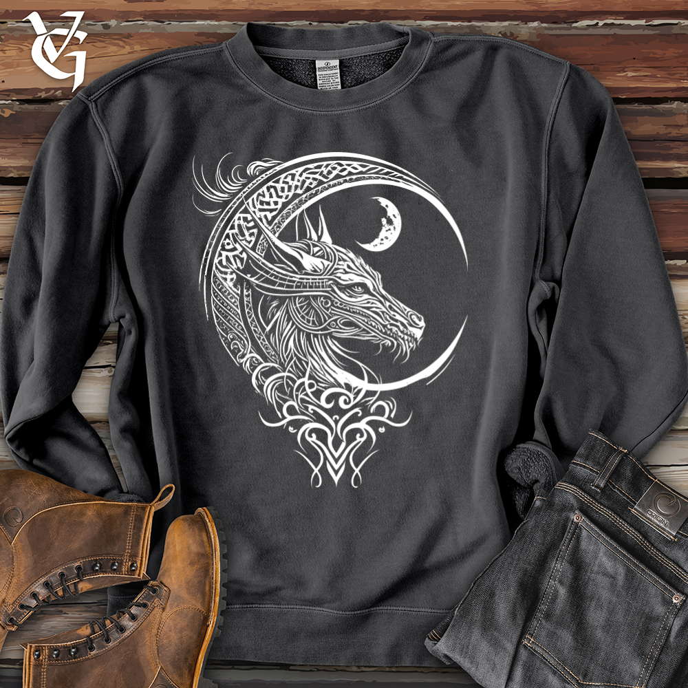 Celtic dragon and moon Pigment-Dyed Crewneck