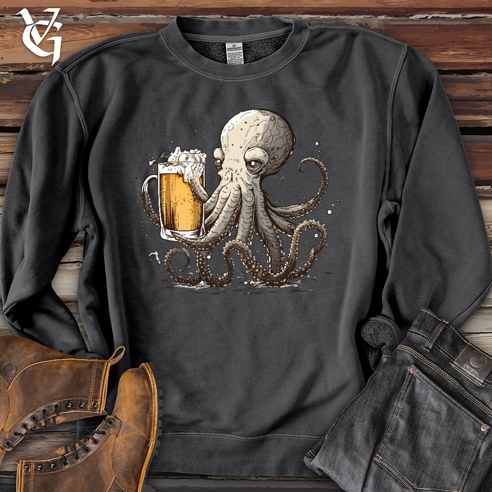 Octopus Happy Hour Banjo Bison Pigment-Dyed Crewneck