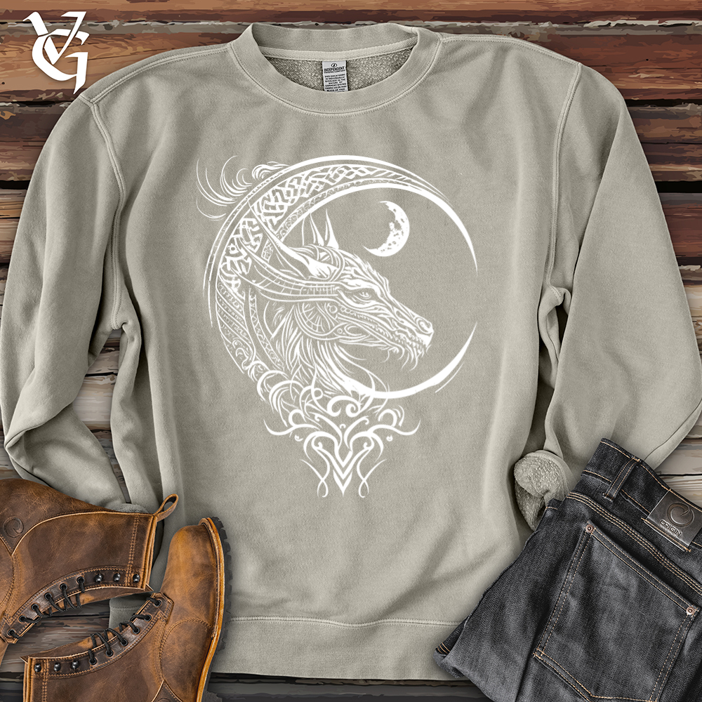 Celtic dragon and moon Pigment-Dyed Crewneck