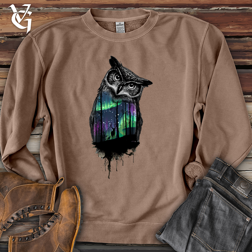 Northern Lights Owl Pigment-Dyed Crewneck