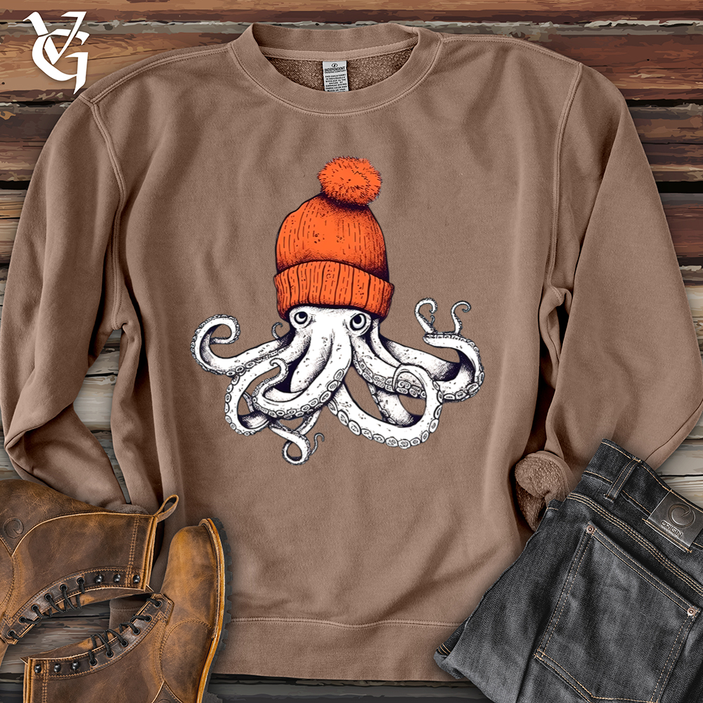 Octopus Orange Beanie Banjo Bison Pigment-Dyed Crewneck