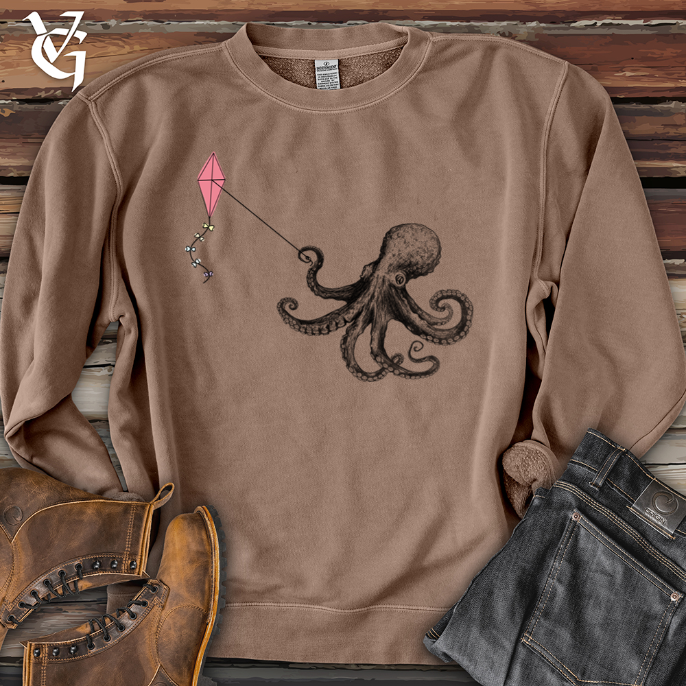 Octopus Flying Kyte Banjo Bison Pigment-Dyed Crewneck