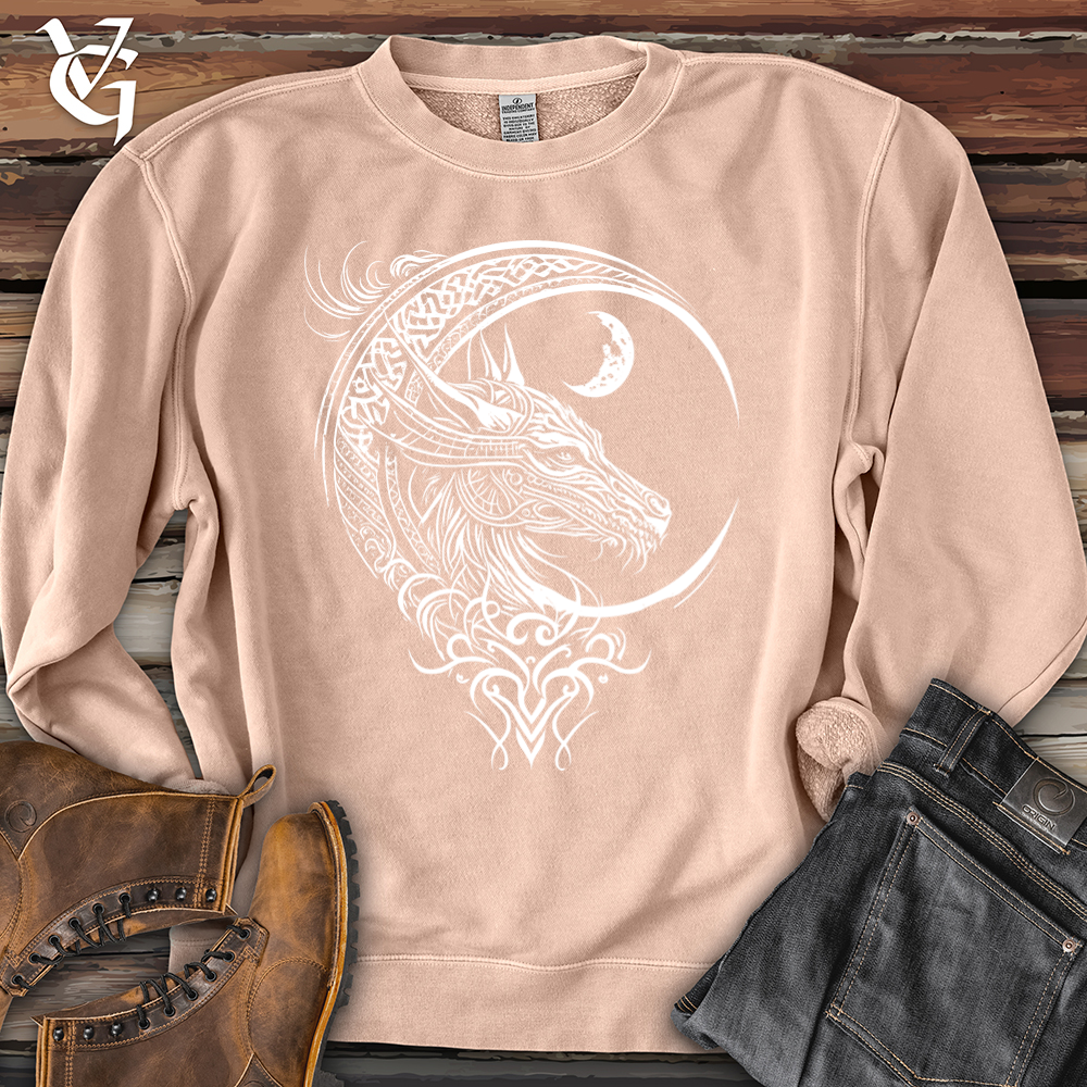 Celtic dragon and moon Pigment-Dyed Crewneck