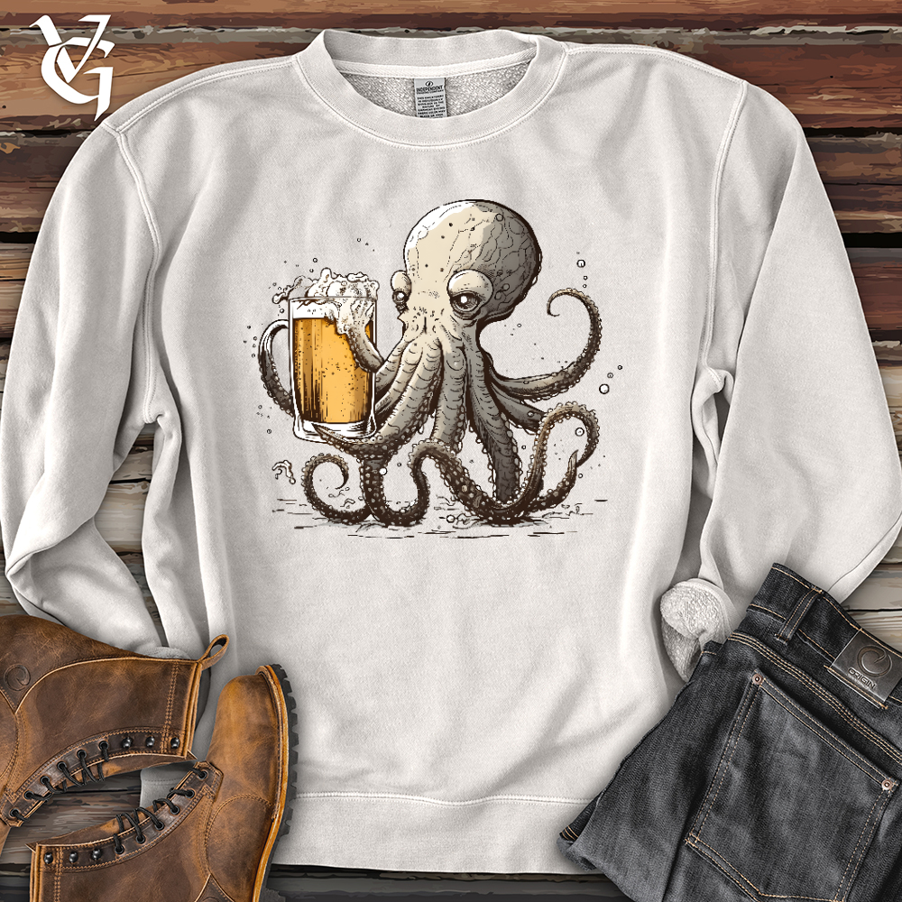 Octopus Happy Hour Banjo Bison Pigment-Dyed Crewneck