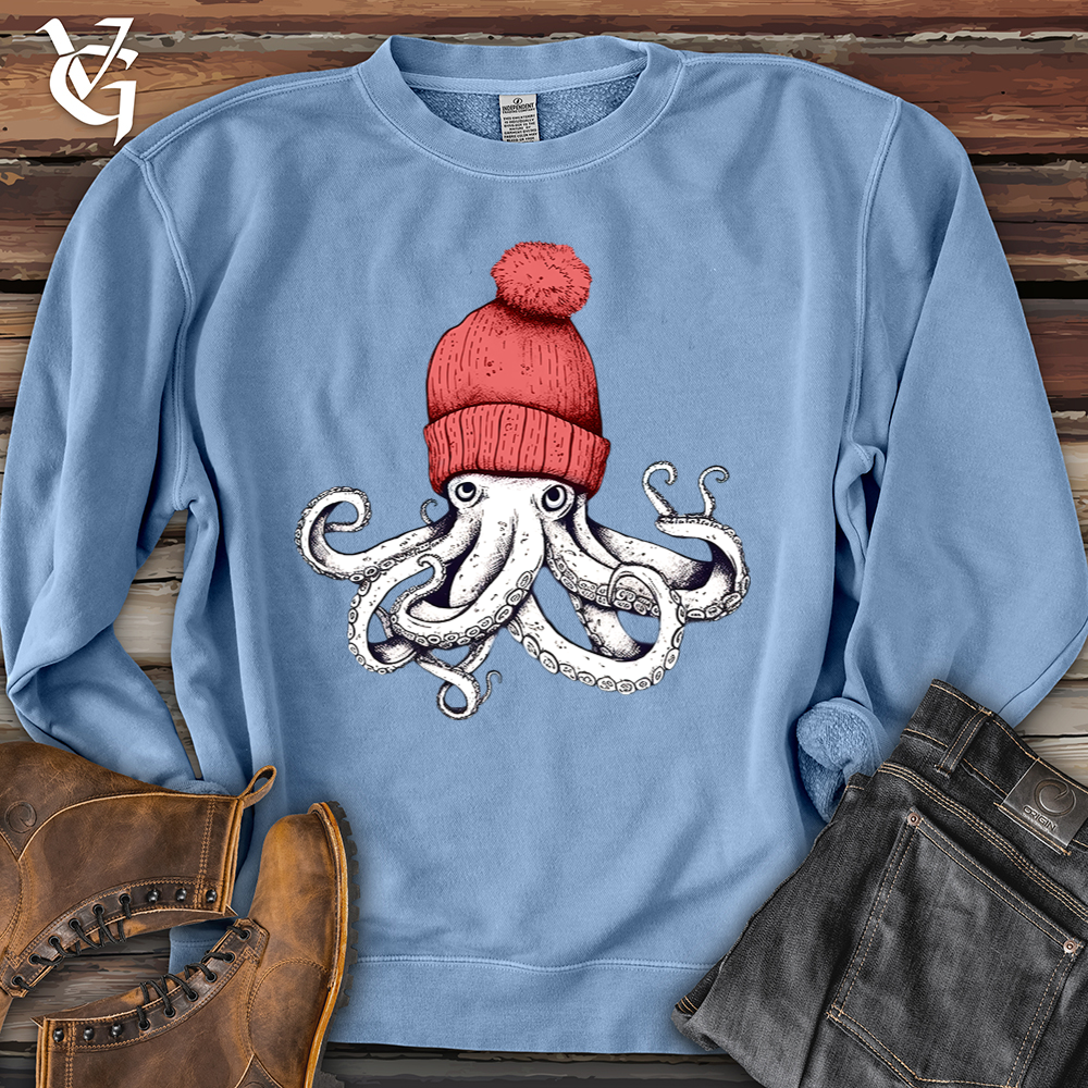 Octopus Chillin Banjo Bison Pigment-Dyed Crewneck