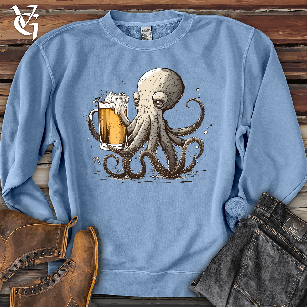 Octopus Happy Hour Banjo Bison Pigment-Dyed Crewneck