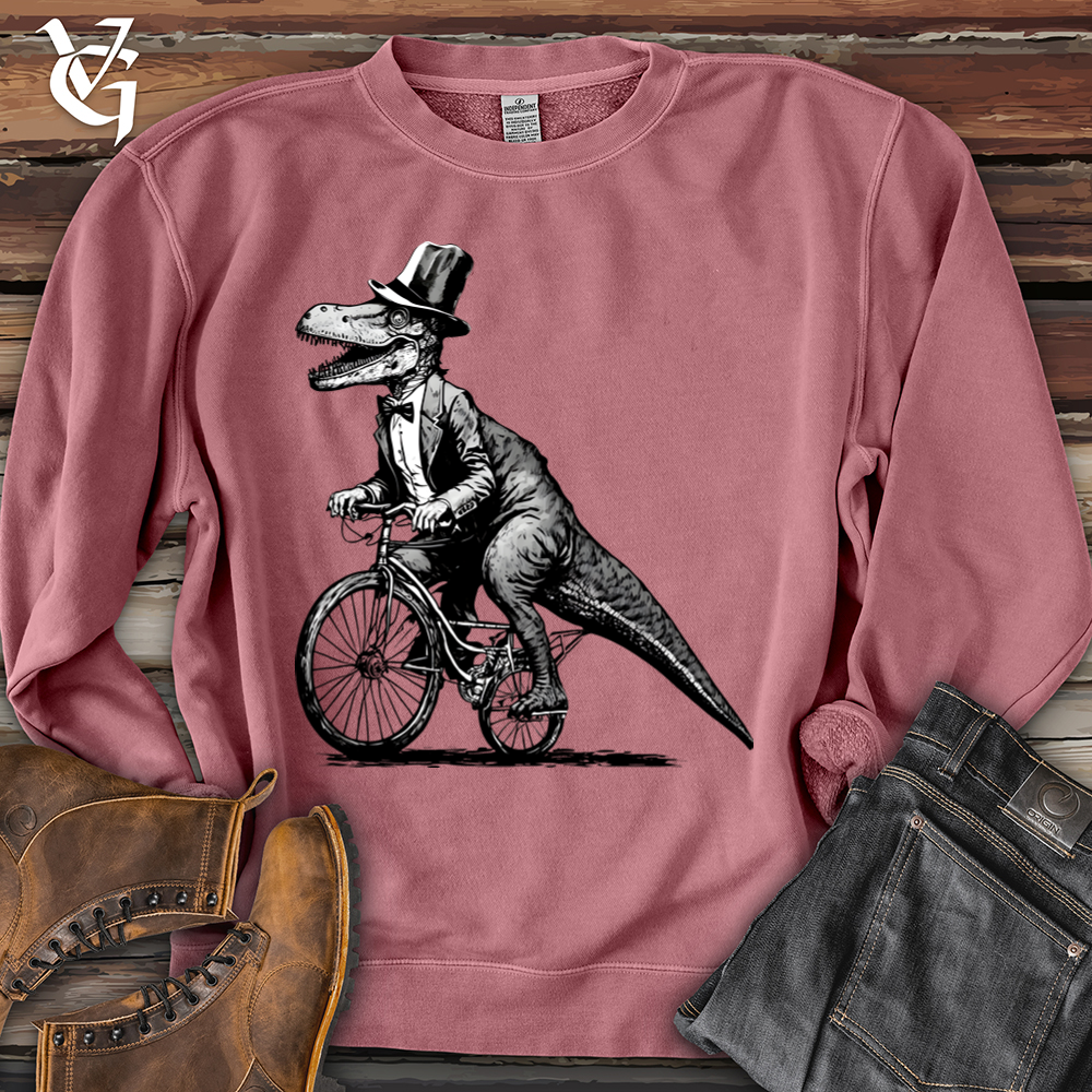 Dinosaur Riding a Bike Banjo Bison Pigment-Dyed Crewneck