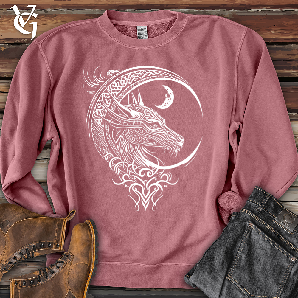 Celtic dragon and moon Pigment-Dyed Crewneck