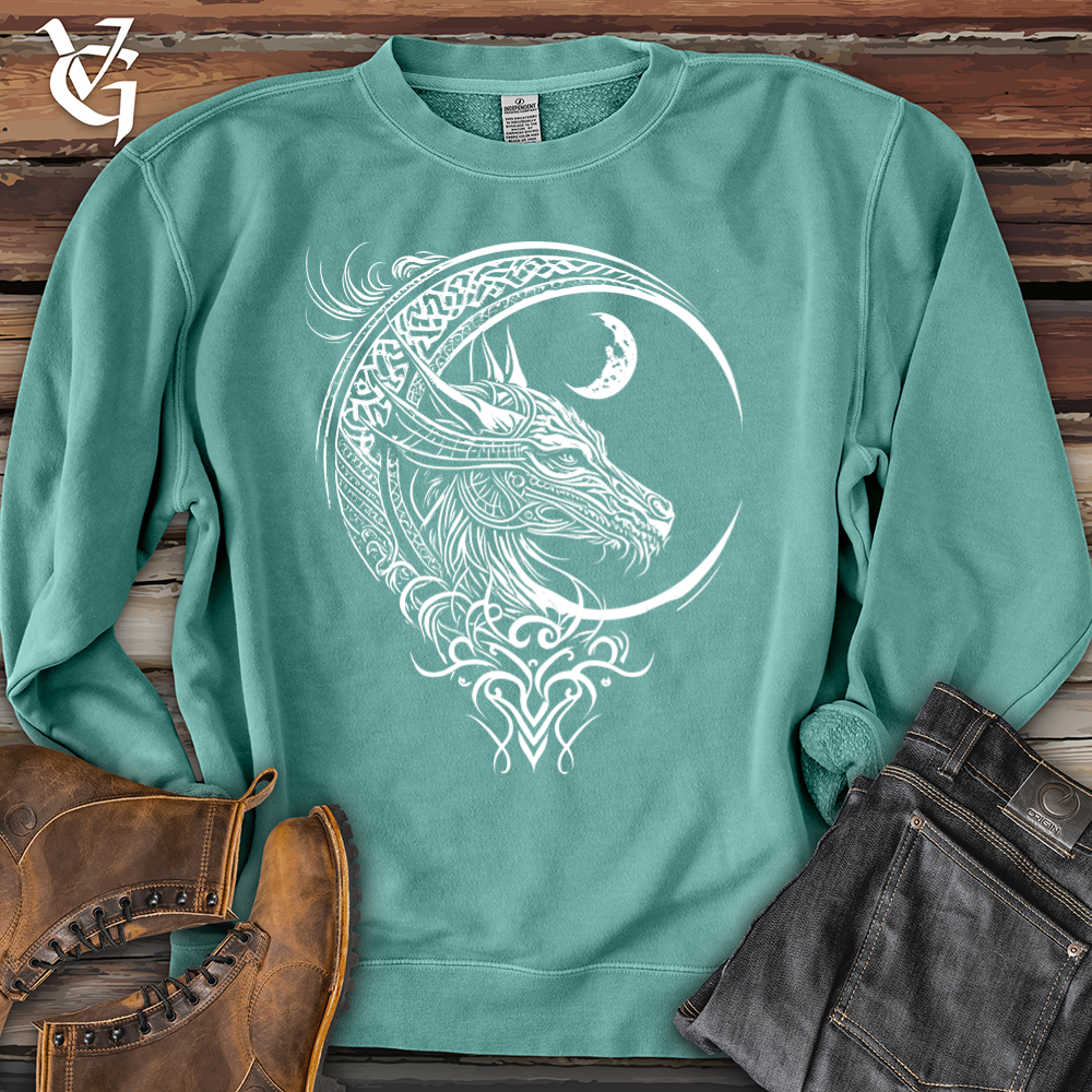 Celtic dragon and moon Pigment-Dyed Crewneck