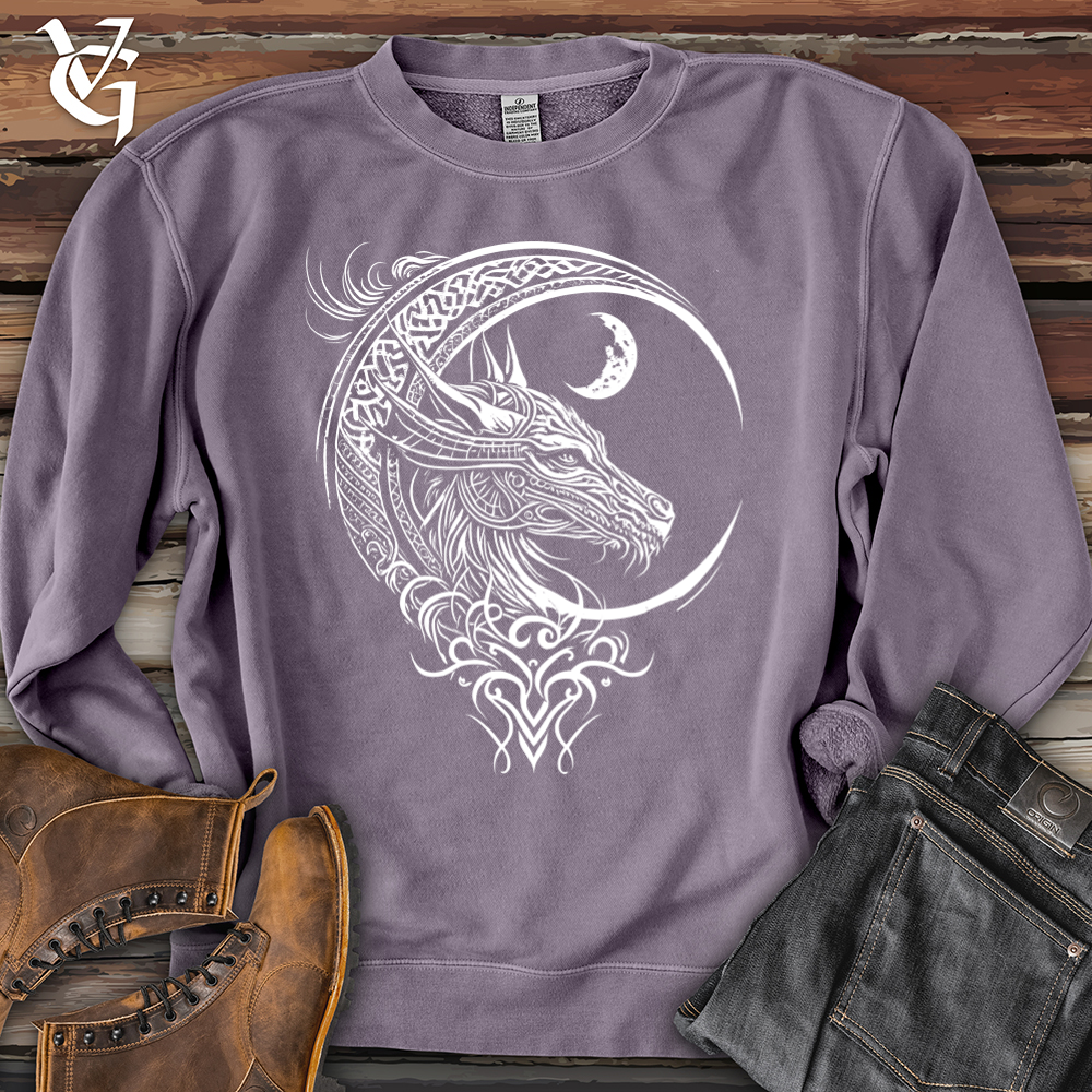 Celtic dragon and moon Pigment-Dyed Crewneck