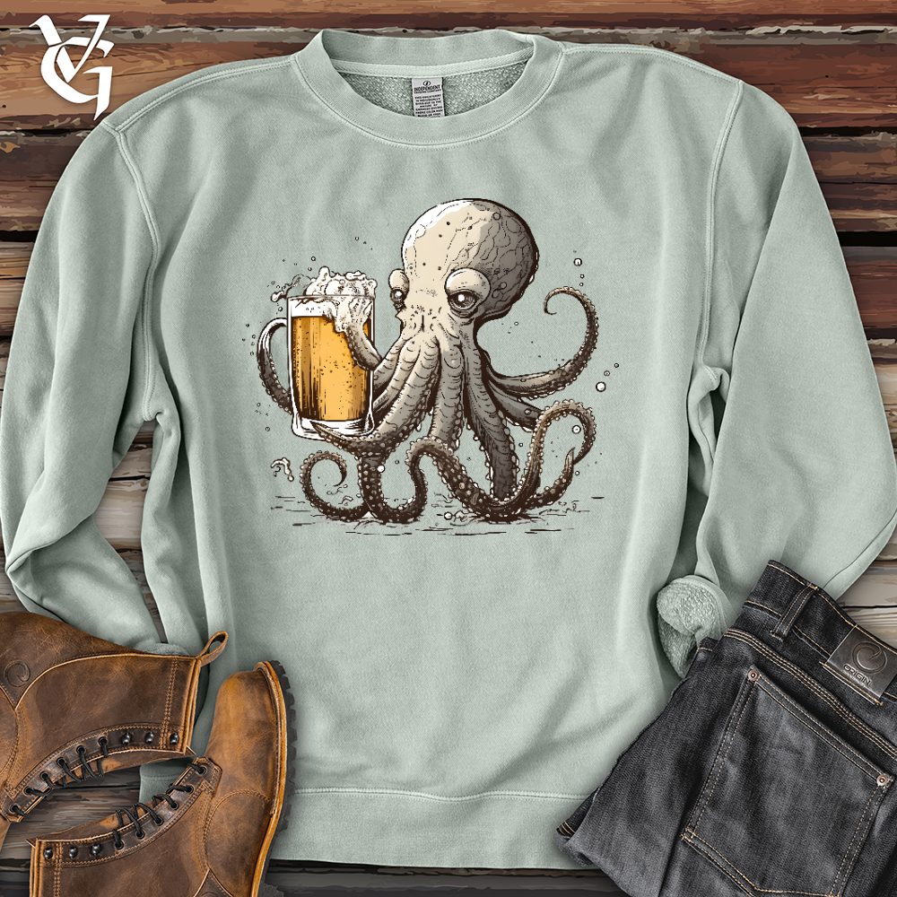 Octopus Happy Hour Banjo Bison Pigment-Dyed Crewneck