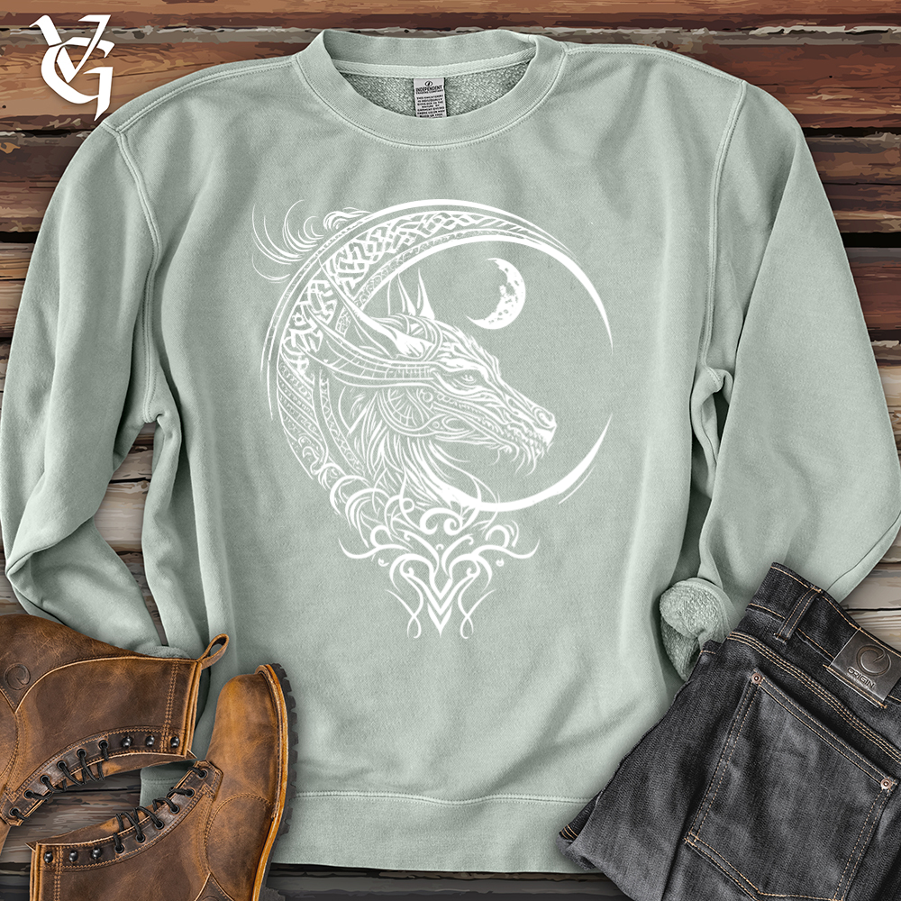 Celtic dragon and moon Pigment-Dyed Crewneck