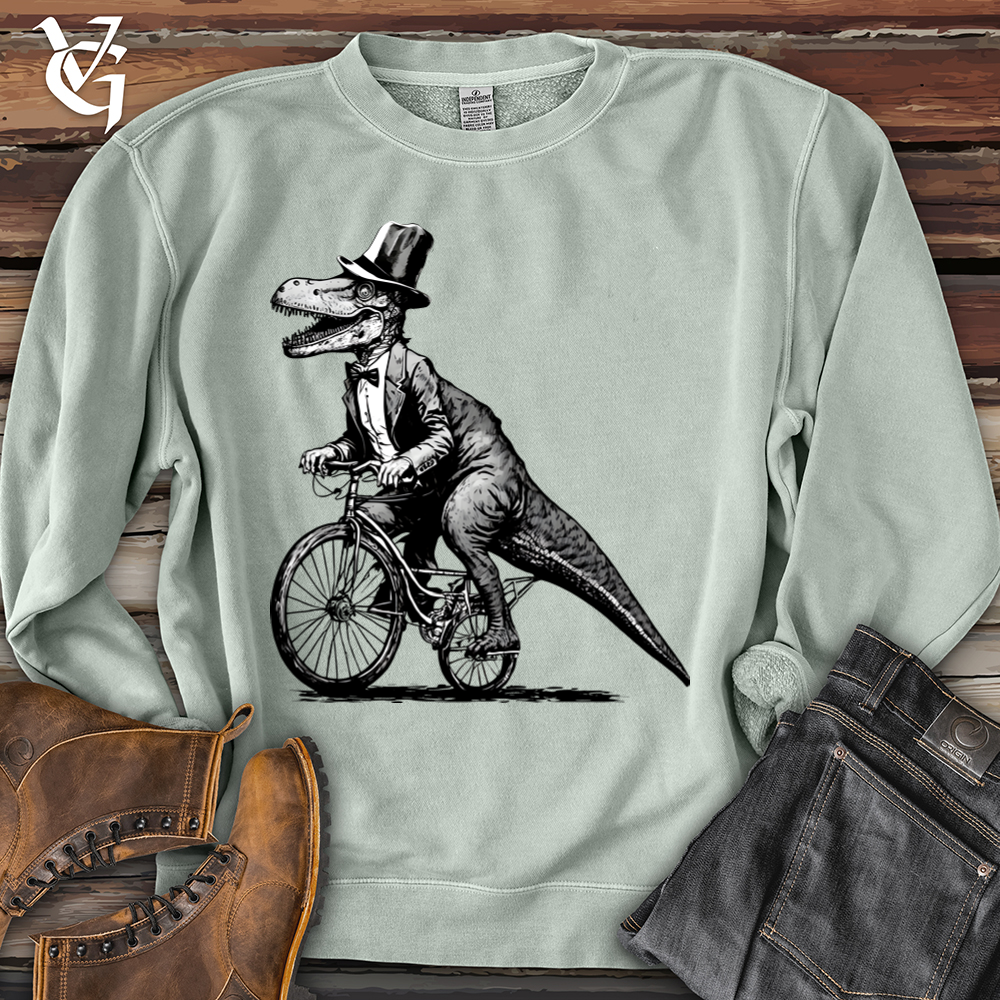 Dinosaur Riding a Bike Banjo Bison Pigment-Dyed Crewneck