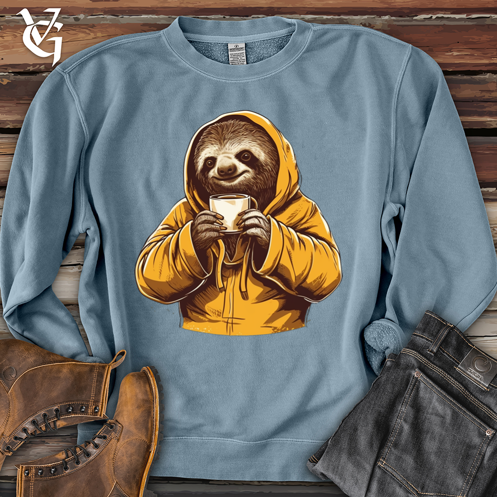 Sloth Coffee Banjo Bison Pigment-Dyed Crewneck