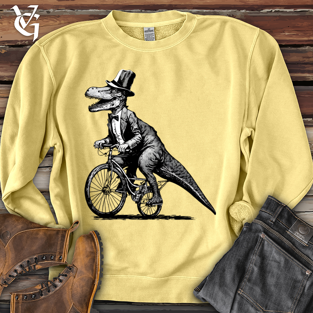 Dinosaur Riding a Bike Banjo Bison Pigment-Dyed Crewneck