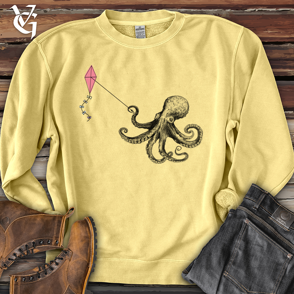 Octopus Flying Kyte Banjo Bison Pigment-Dyed Crewneck