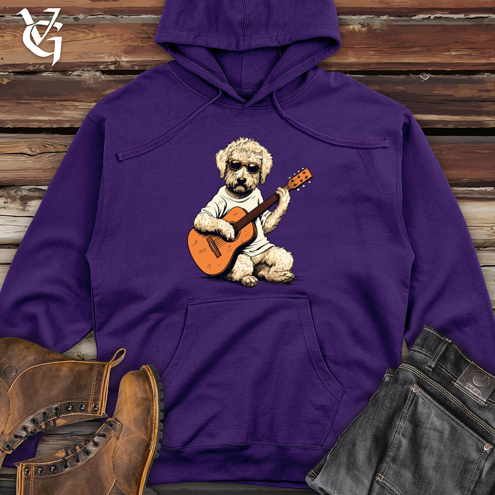 Strumming Doodle Dog Melody Midweight Hooded Sweatshirt