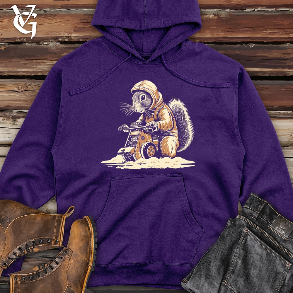 Vintage Snow Blower Squirrel Midweight Hooded Sweatshirt