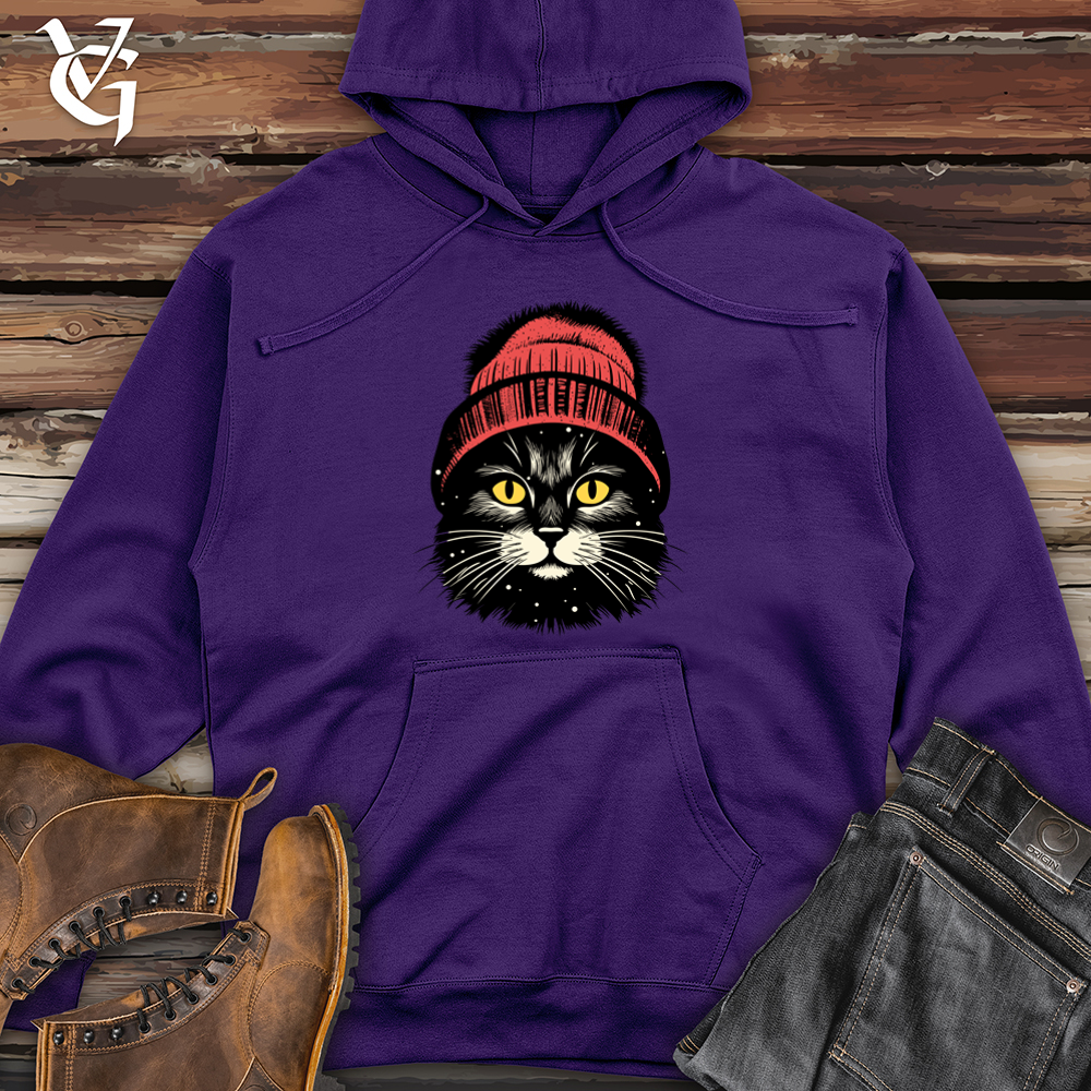 Retro Pom Pom Black Cat Hoodie Purr fectly Cozy Style Viking Goods Company