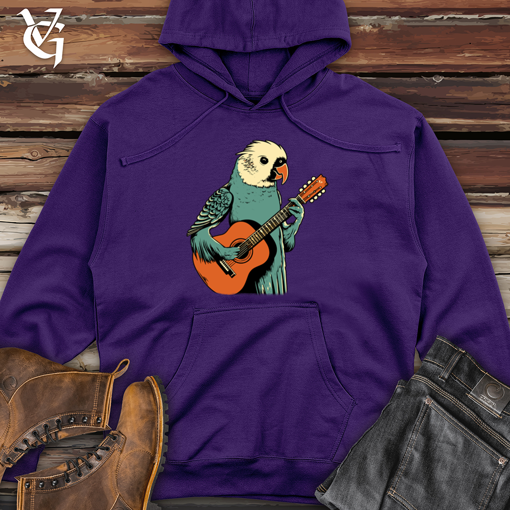 Parakeet Strumming Guitar Midweight Hooded Sweatshirt