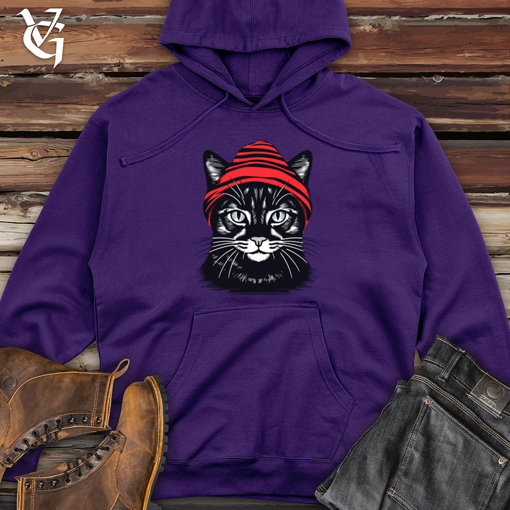 Vintage Beanie Black Cat Midweight Hooded Sweatshirt