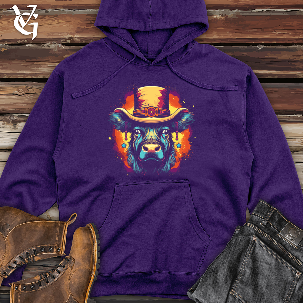 Retro Cosmic Top Hat Buffalo Midweight Hooded Sweatshirt